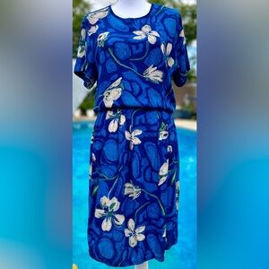 Vtg 80s Courtenay Hawaiian Short Sleeve Shirt & Skirt Set Size M Floral Rayon